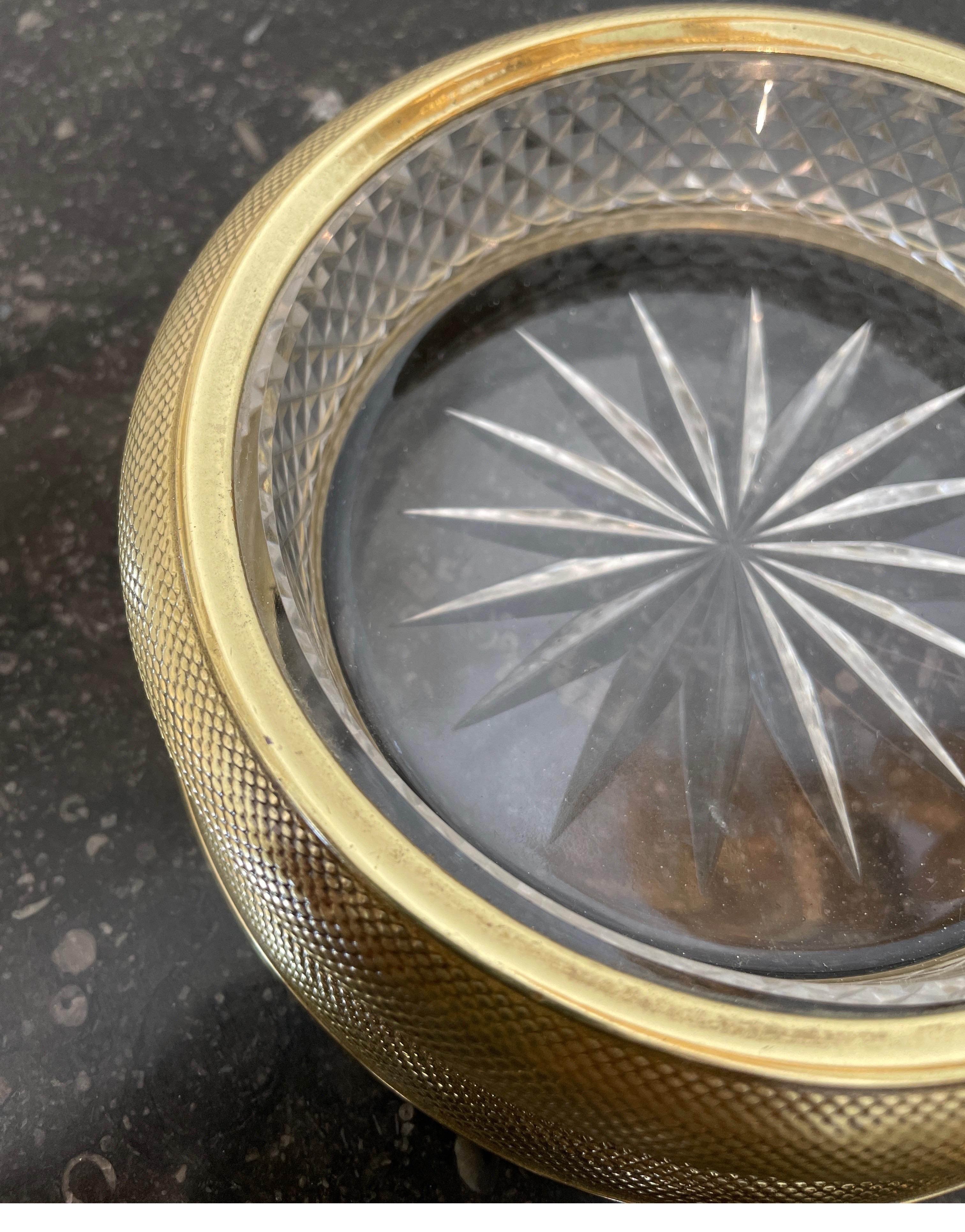 19th Century Dore Bronze & Cut Crystal French Wine Coaster