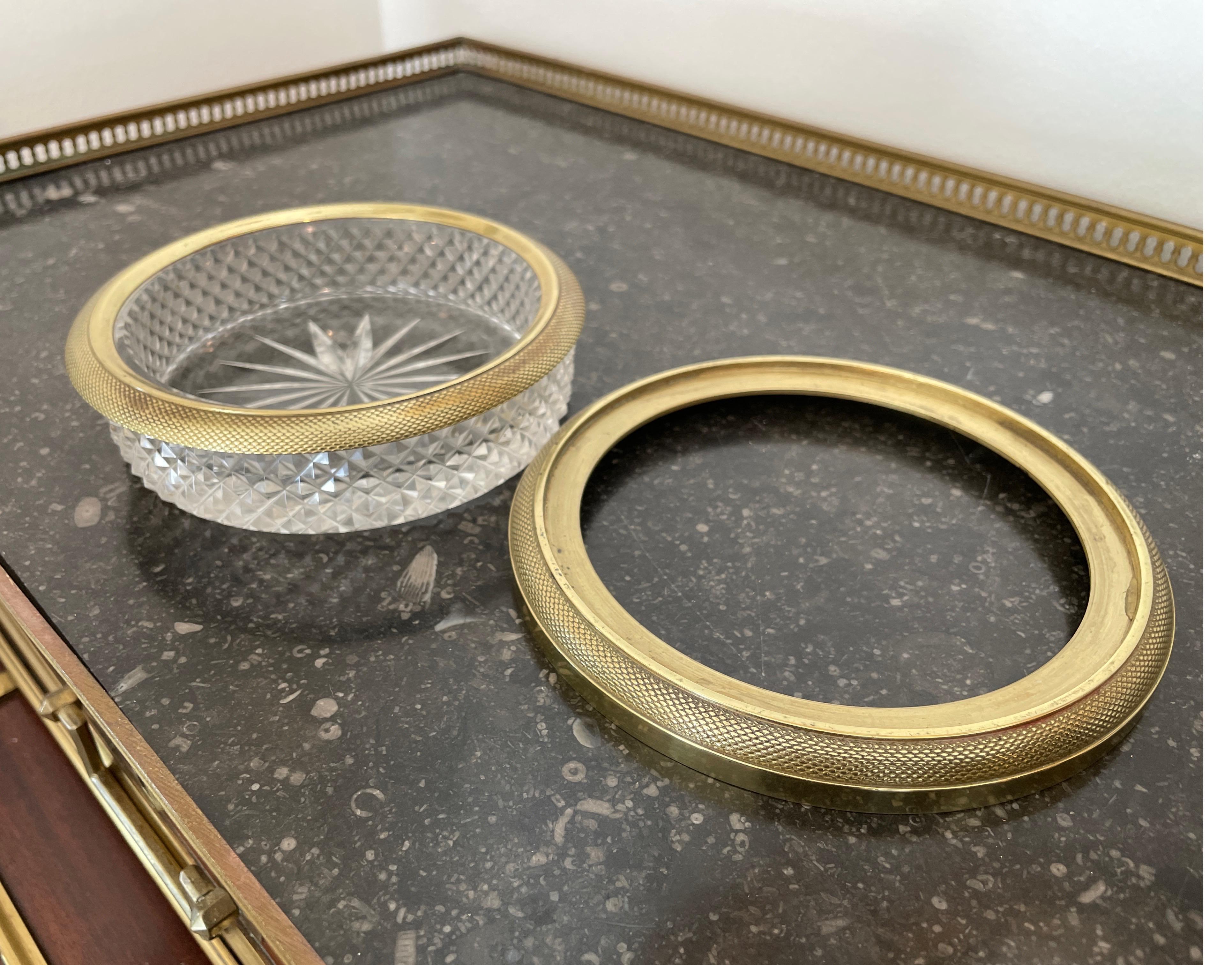 Dore Bronze & Cut Crystal French Wine Coaster 1