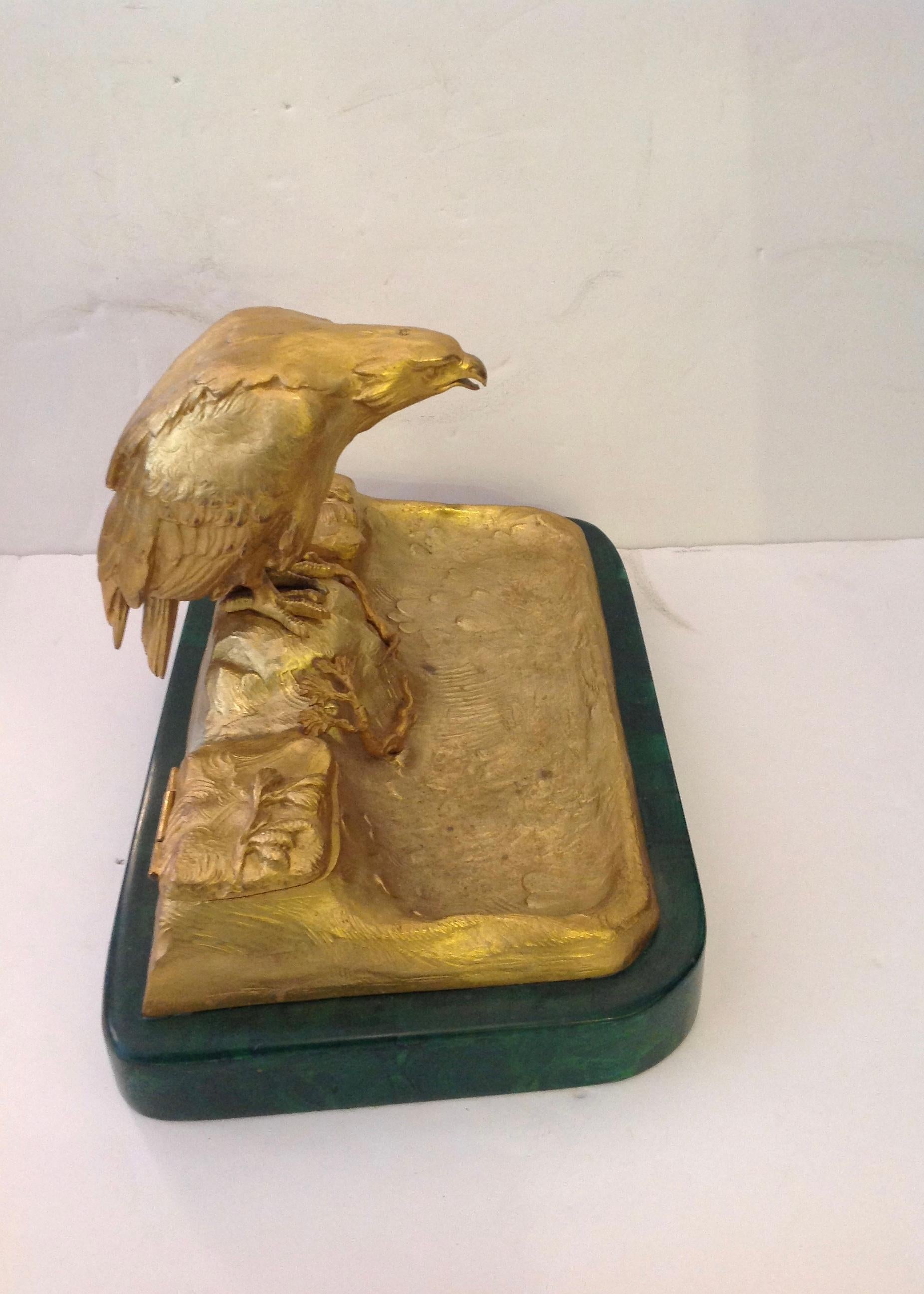 Dore Bronze Eagle Motif Inkstand In Good Condition In West Palm Beach, FL