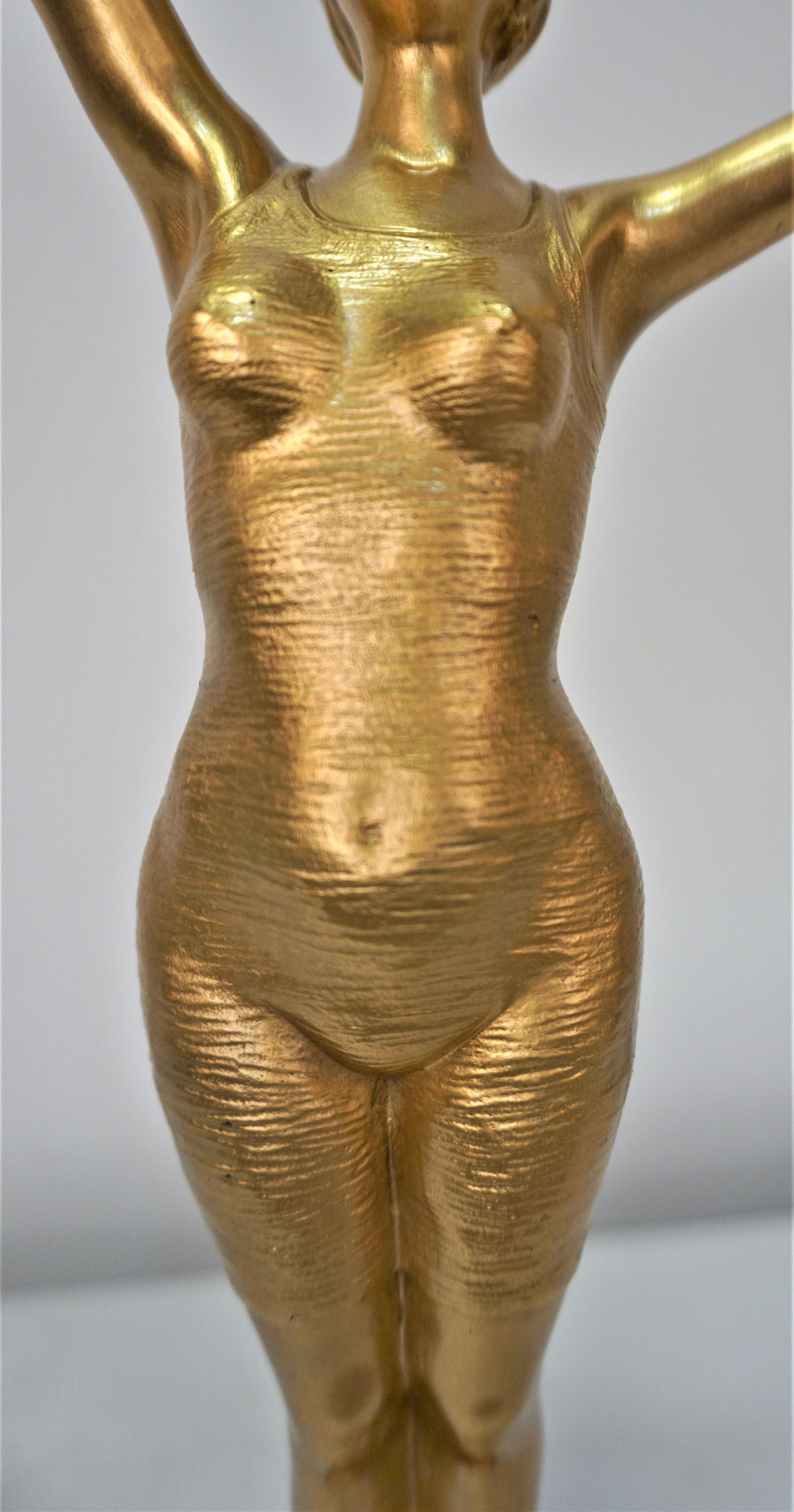 Gilt Dore Bronze Female Swimmer by George Omerth, 1895-1925 For Sale