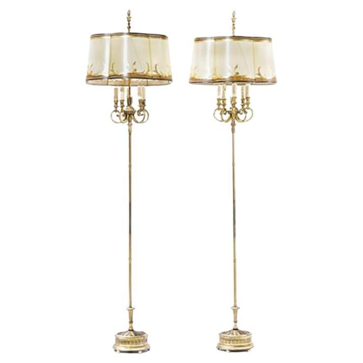 Lampadaires en bronze doré E. F. A., 20e siècle