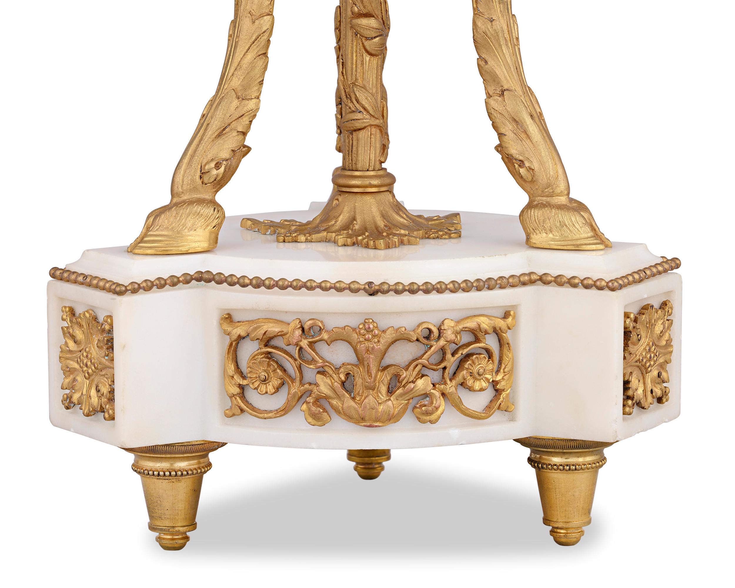 19th Century Doré Bronze French Neoclassical Candelabra For Sale