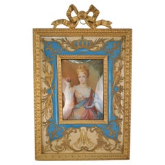 Dore bronze Hand-Painted Porcelain Picture Queen Marie - Antoinette