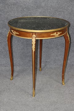 Dore' Bronze Marble Top French Round French Louis XV Table by E.Bardin & Cie