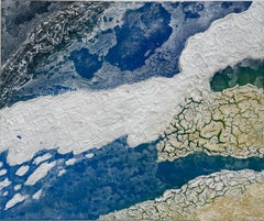 Arctic Abstract Painting on Canvas, Acrylic and Ink, 21st Century