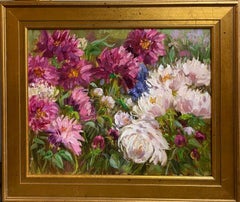 Pink and White Peonies, original impressionist contemporary landscape