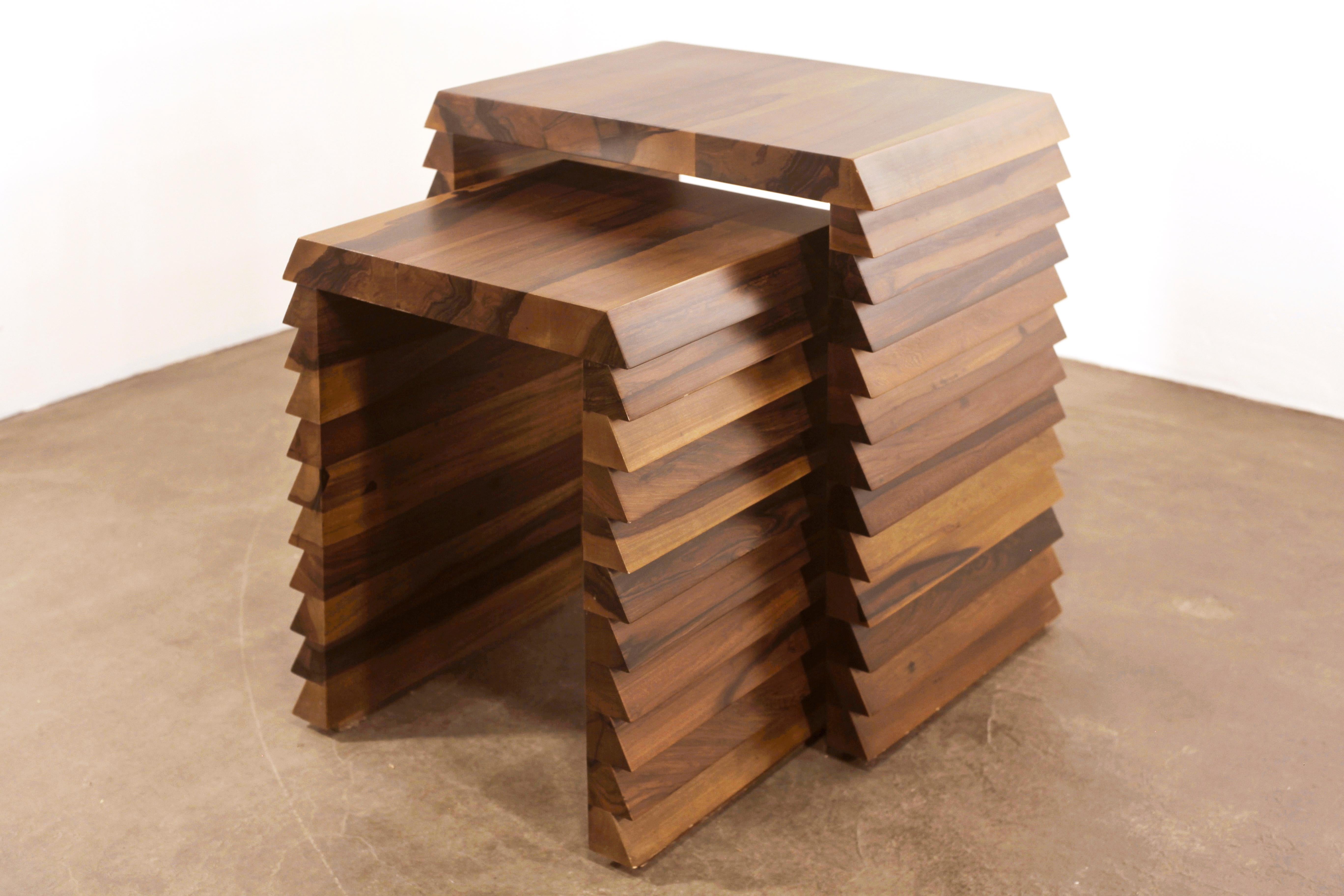 Woodwork Contemporary Modern Nesting Tables in Argentine Rosewood by Costantini, Dorena For Sale