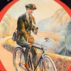 Original Vintage Bike Advertising Poster Omega Cycles Dorfinant Bicycle Design