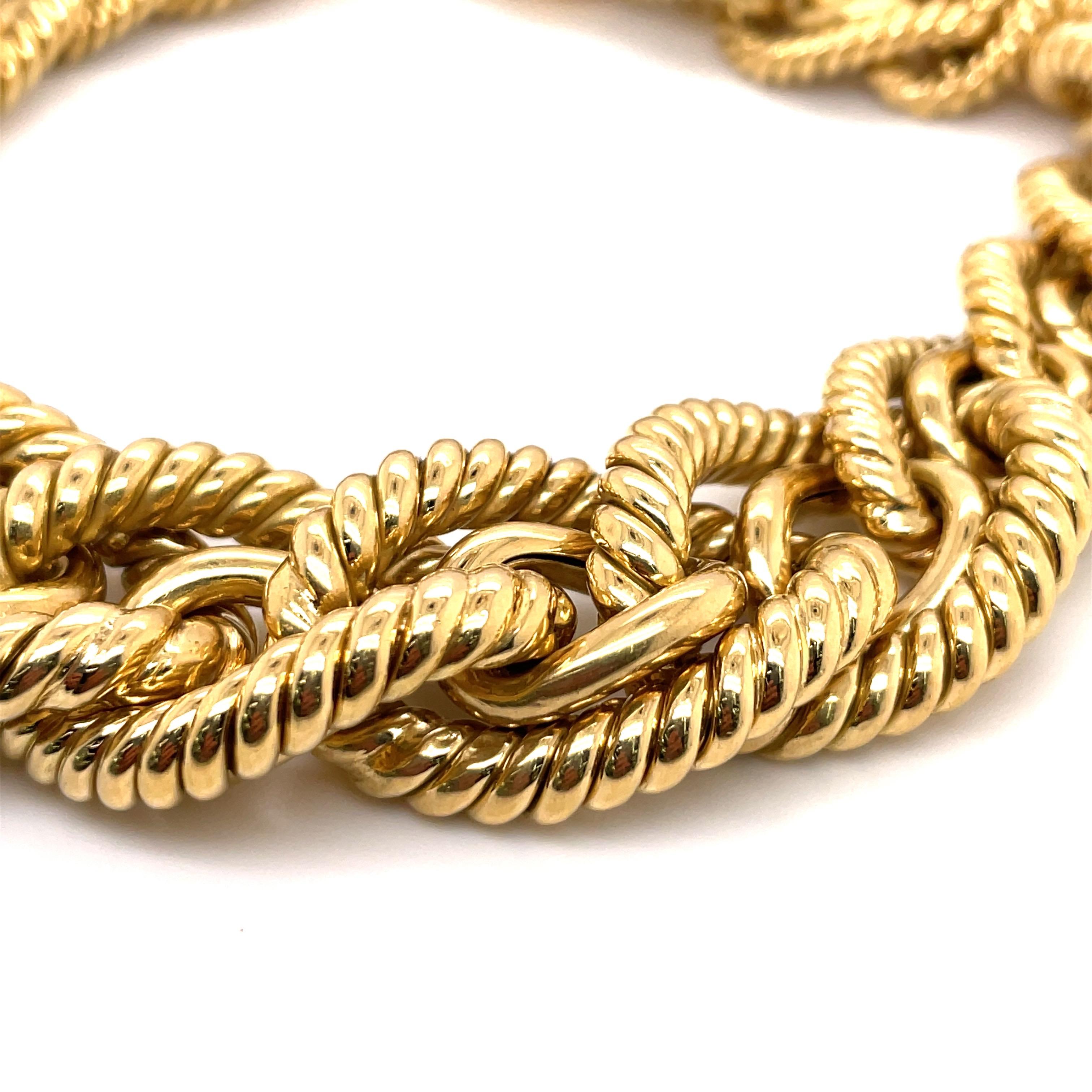 Women's Dorfman 18 Karat Yellow Gold Graduated Link Rope Necklace 162.4 Grams Italy