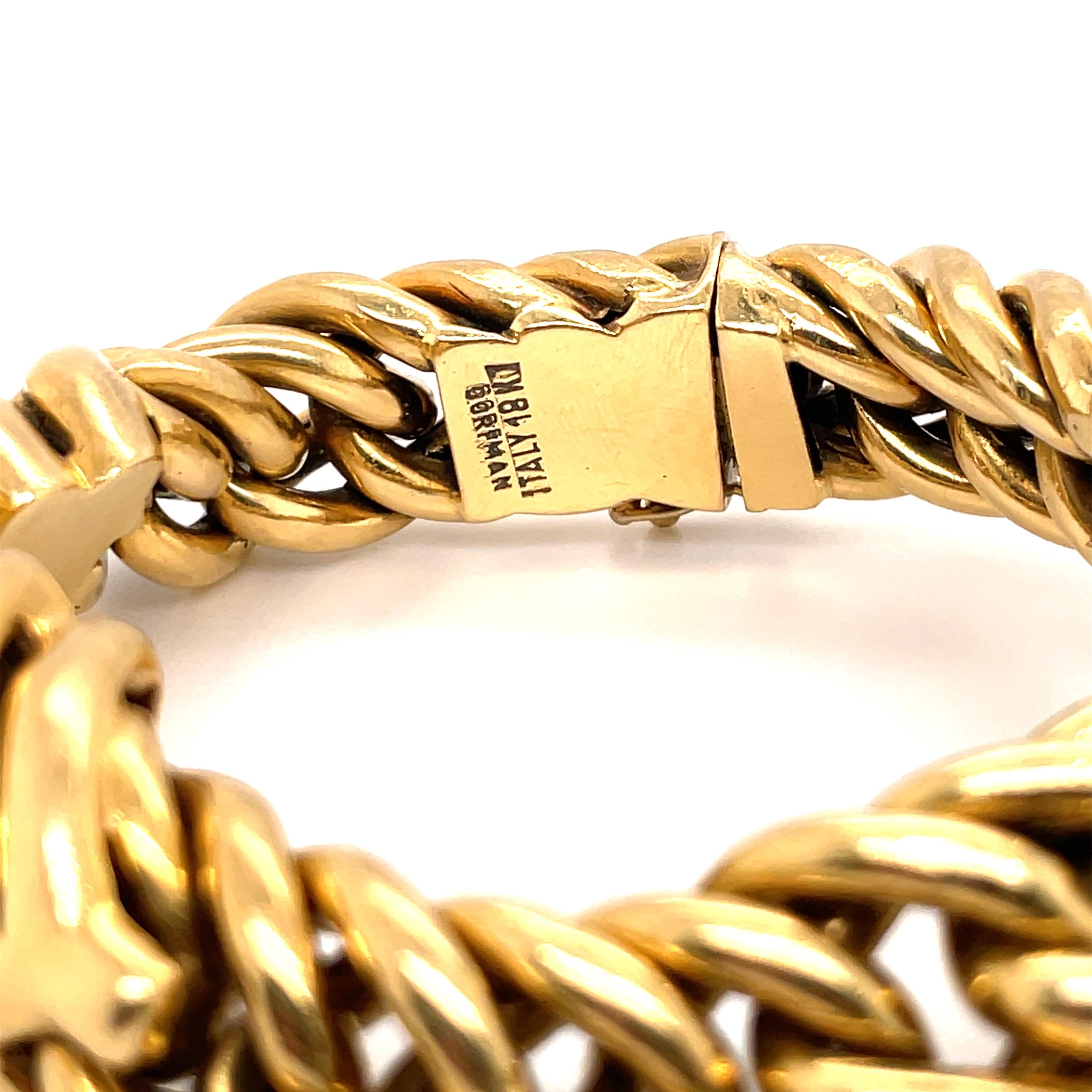 Contemporary Dorfman 18 Karat Yellow Gold Link Bracelet 78.6 Grams Made in Italy For Sale
