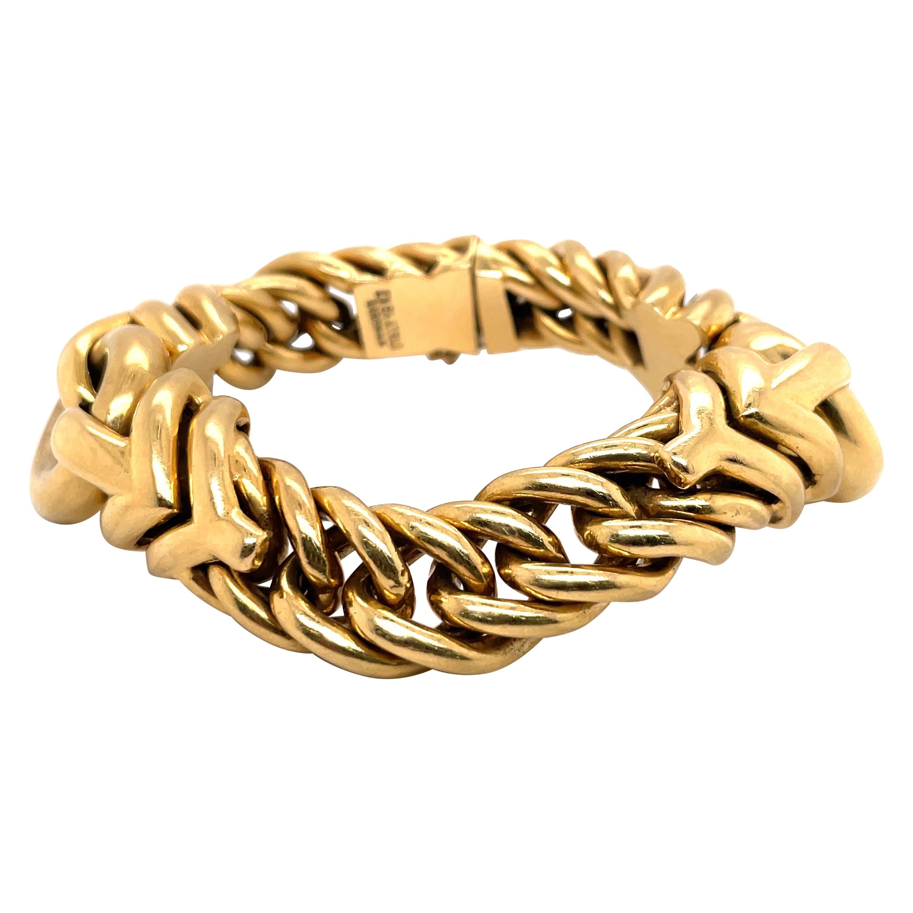 Dorfman 18 Karat Yellow Gold Link Bracelet 78.6 Grams Made in Italy