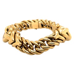 Retro Dorfman 18 Karat Yellow Gold Link Bracelet 78.6 Grams Made in Italy