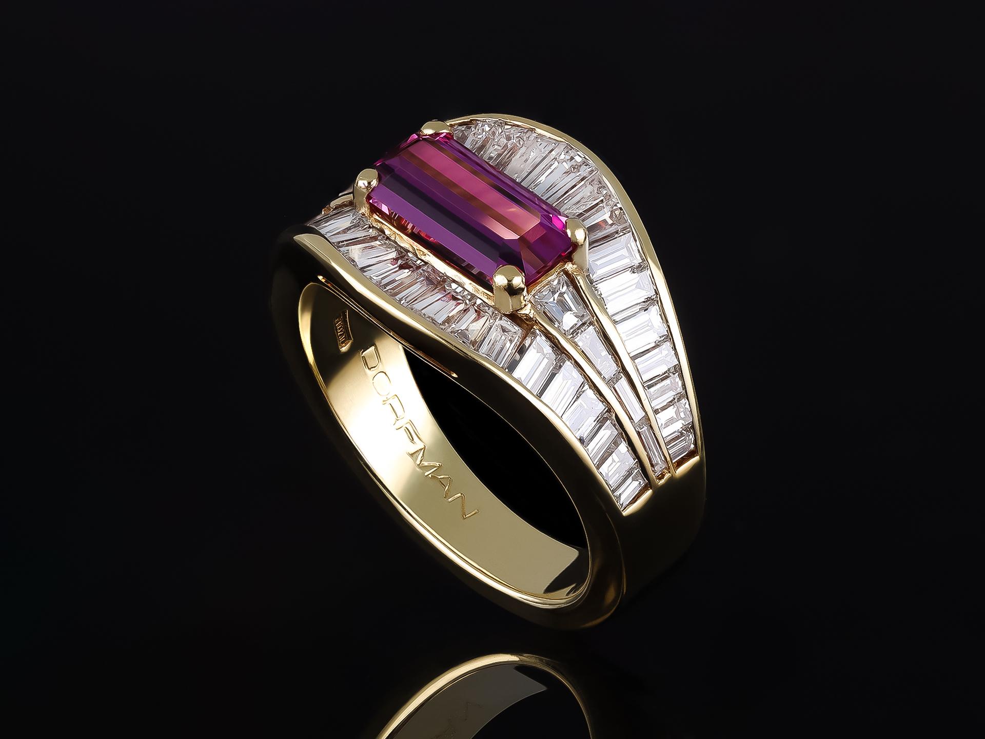 Octagon Cut Dorfman Topaz and Diamond Cluster Ring, American, Circa 1980. For Sale