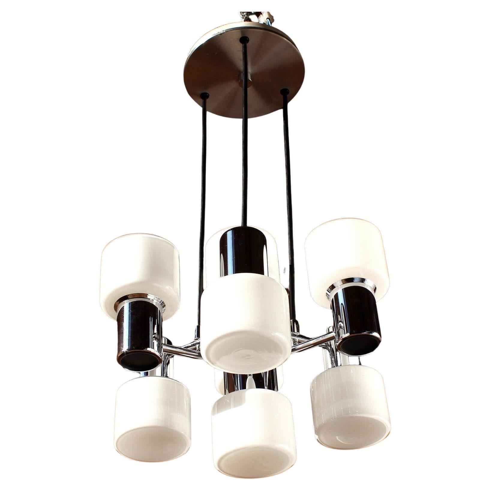 Doria 4234/0 Modernist Chandelier in Opal Glass, Germany 1970s For Sale