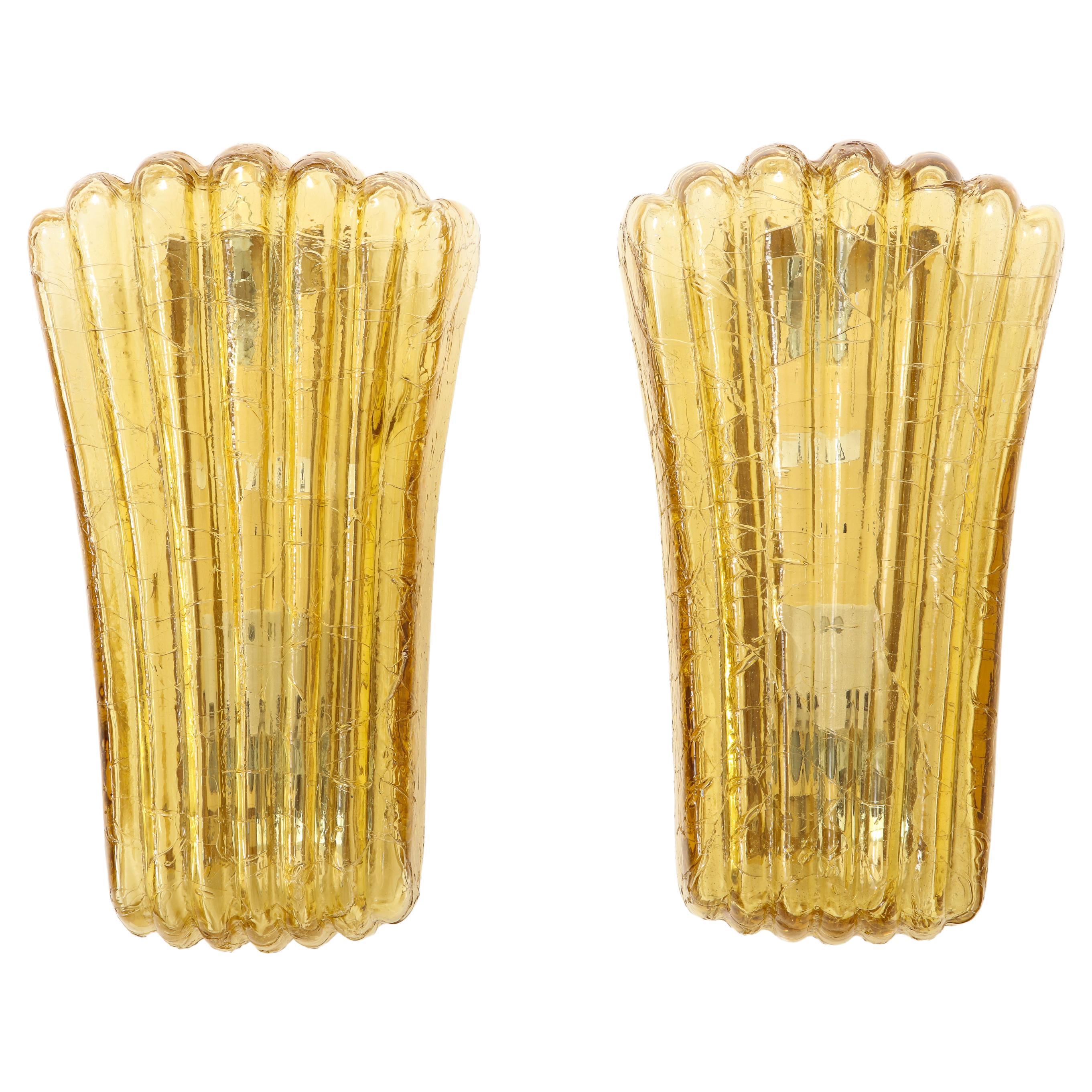 Doria Art Glass Amber Sconces For Sale