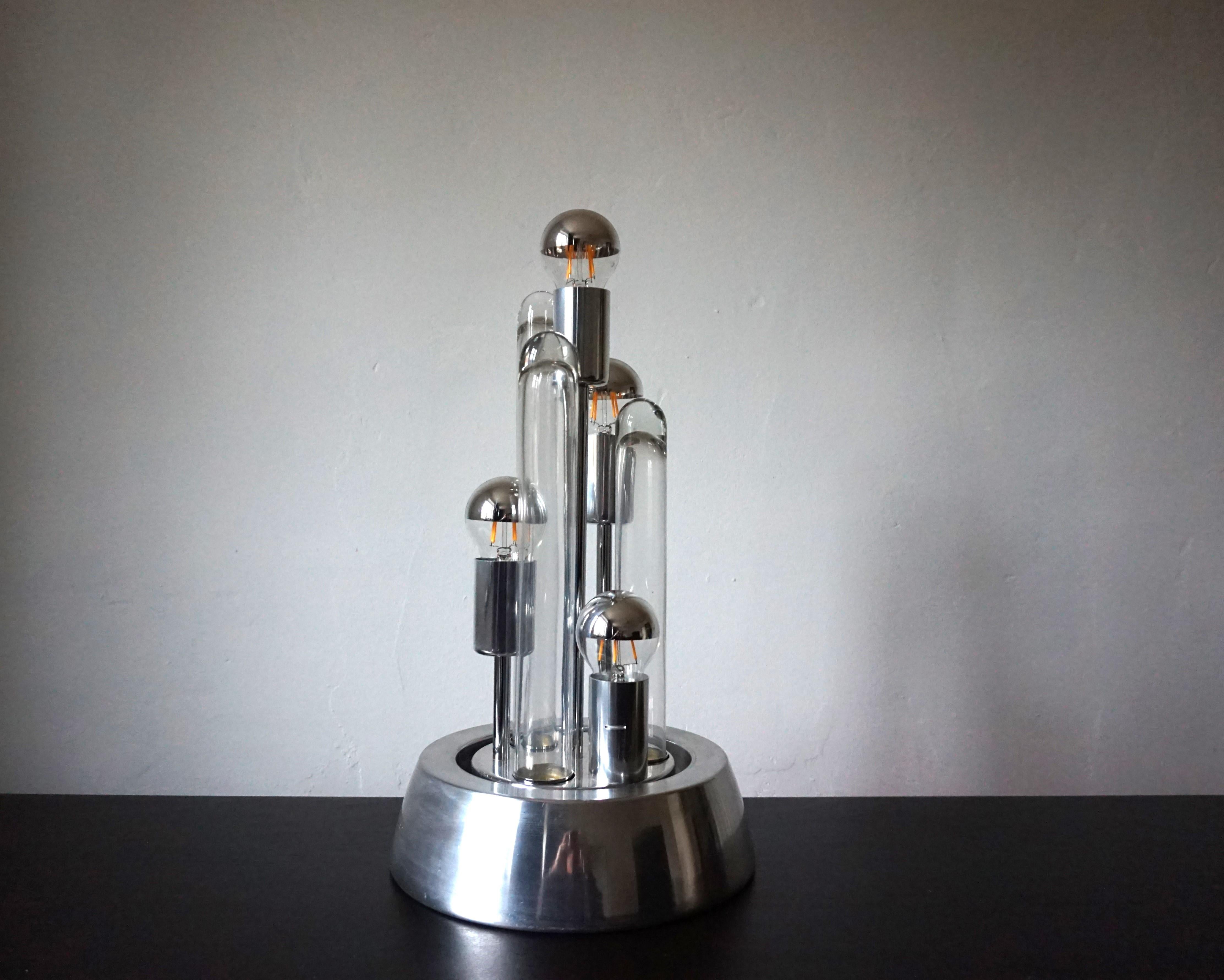 Lampe de table Doria Big Ball de l'ère spatiale en verre glacé, 1970 en vente 3