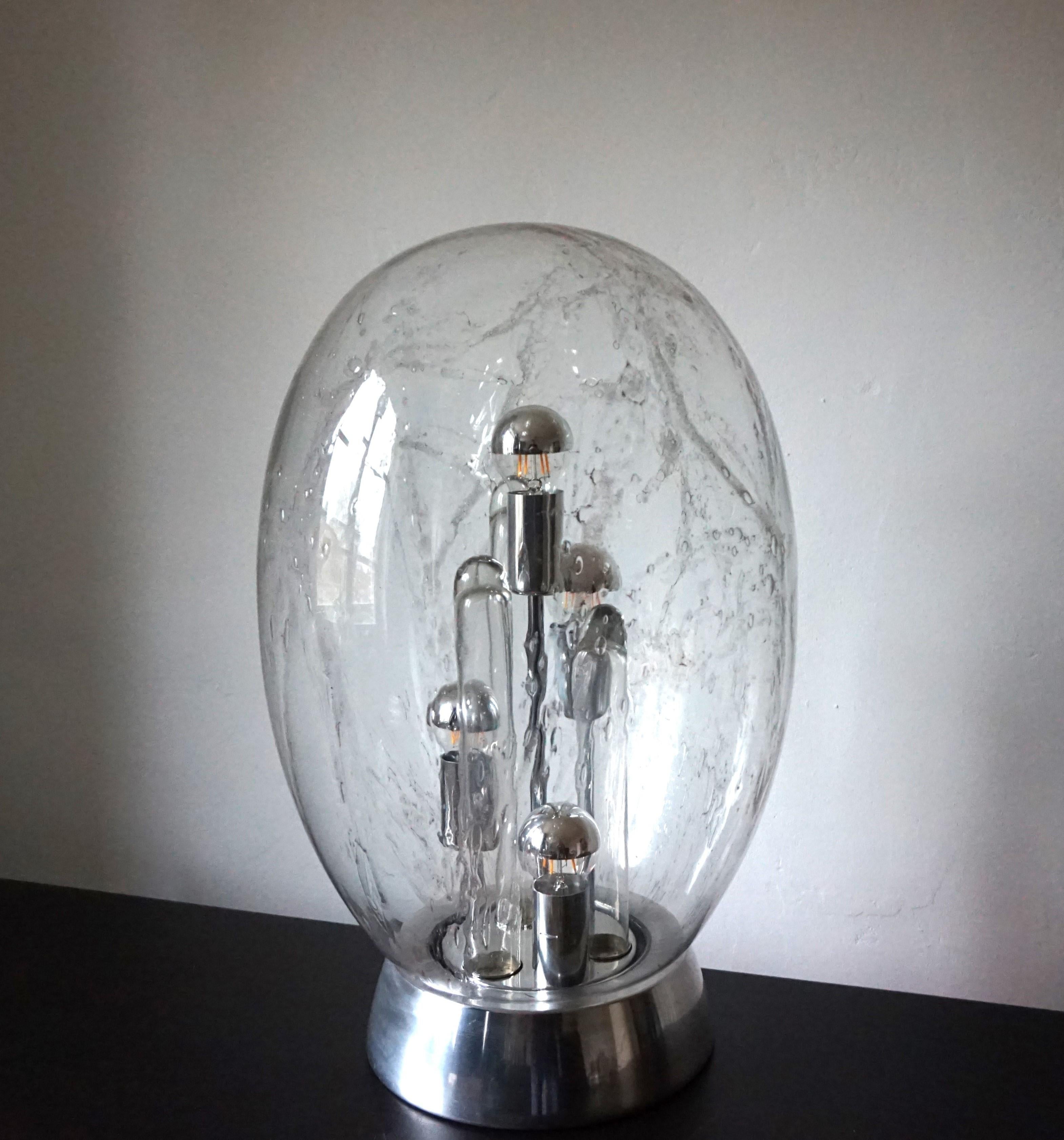 Lampe de table Doria Big Ball de l'ère spatiale en verre glacé, 1970 en vente 4
