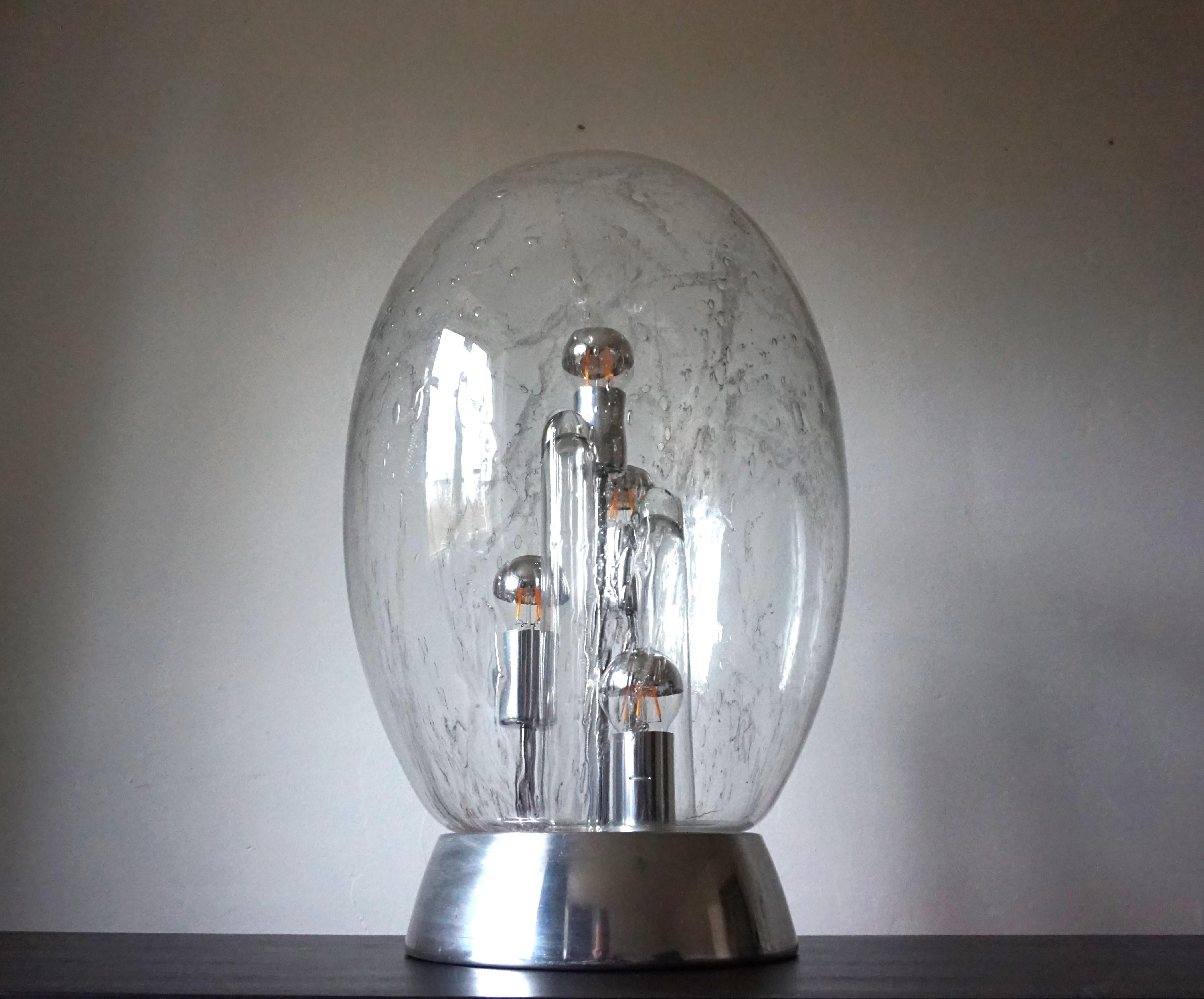 Verre Lampe de table Doria Big Ball de l'ère spatiale en verre glacé, 1970 en vente