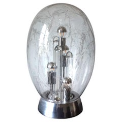 Lampada da tavolo in vetro ghiaccio Doria Big Ball Space Age, 1970