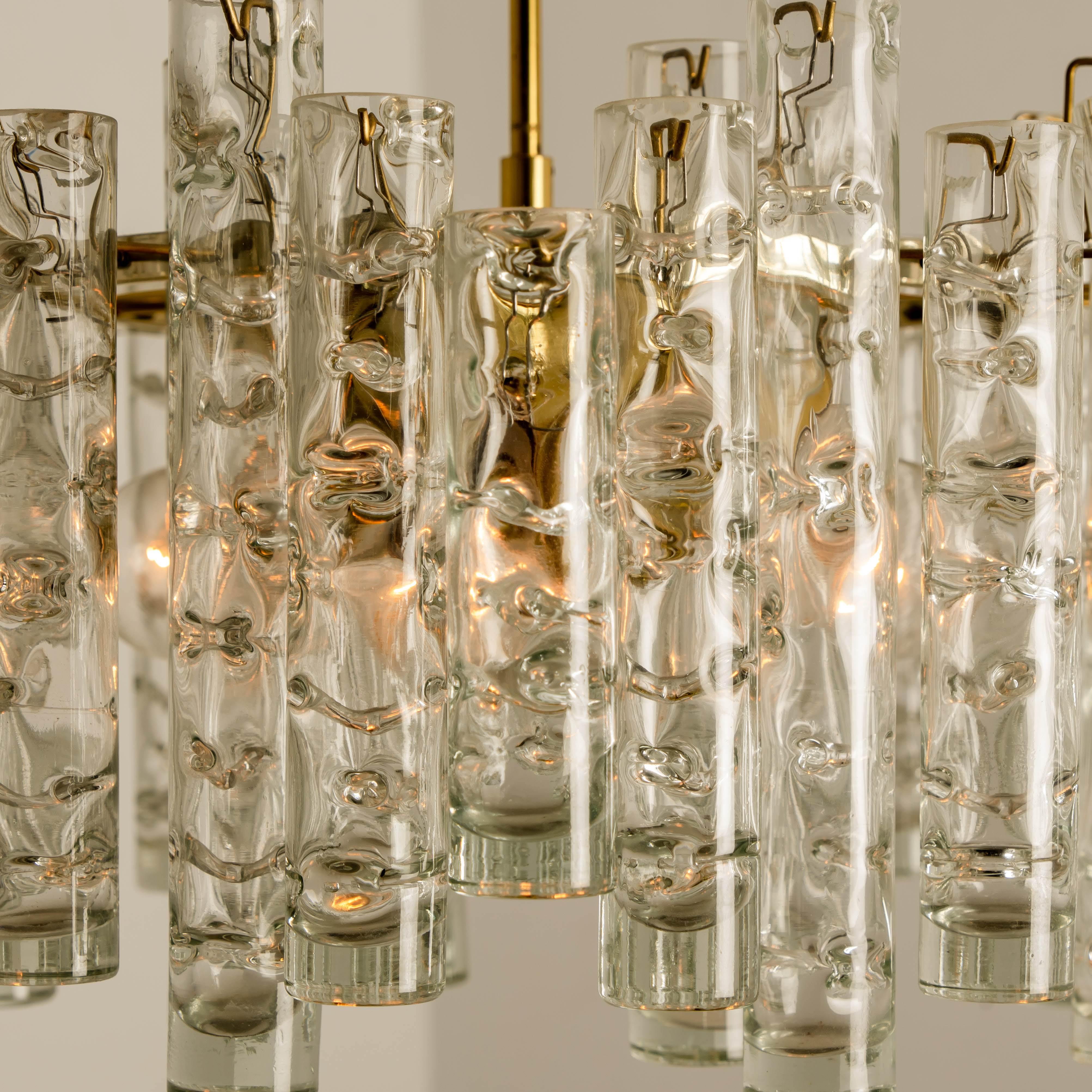 Mid-Century Modern Doria Brass Blown Glass Light Fixture, 1960