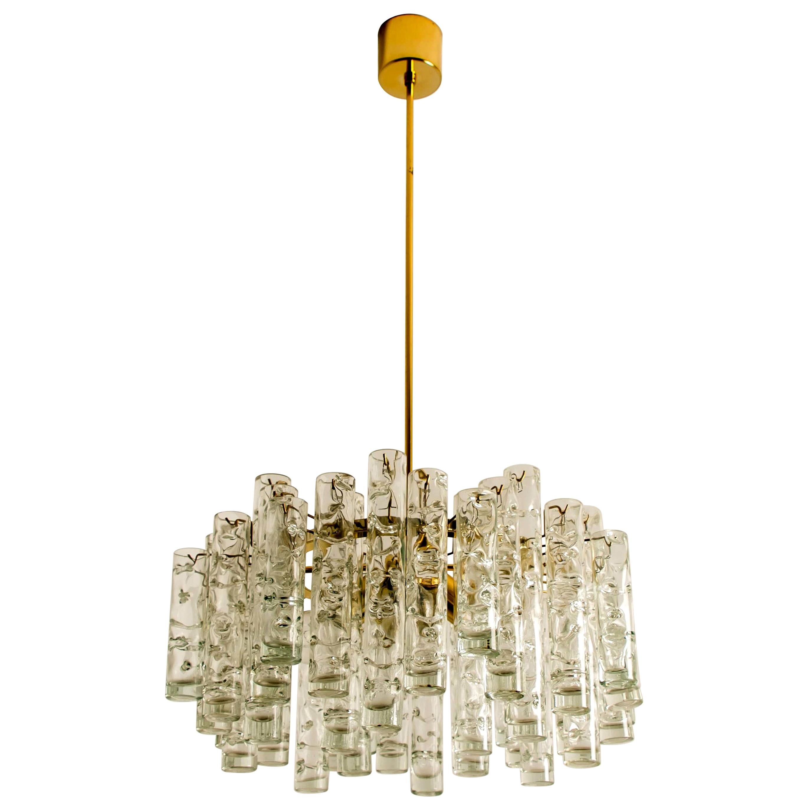 Doria Brass Blown Glass Light Fixture, 1960