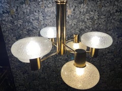 Doria Chandelier with Handblown Glass Spheroids on 6-Armed Brass Frame, Germany