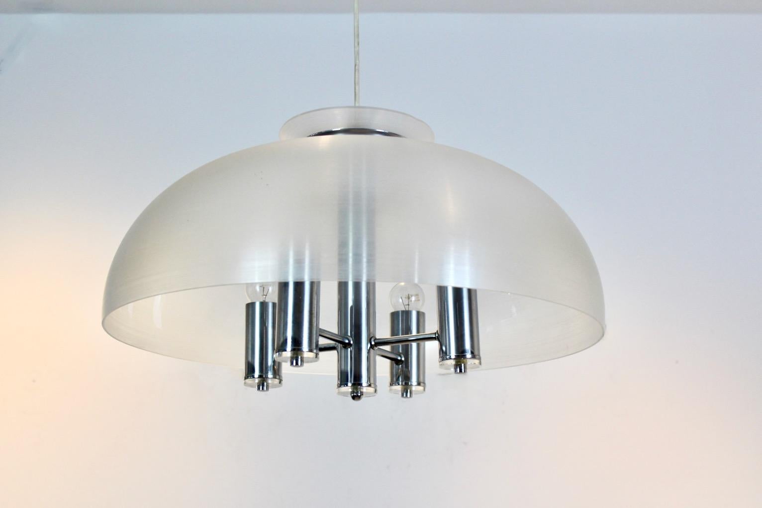 Doria Chrome and Lucite Dome Pendant, 2 Pieces Available For Sale 5