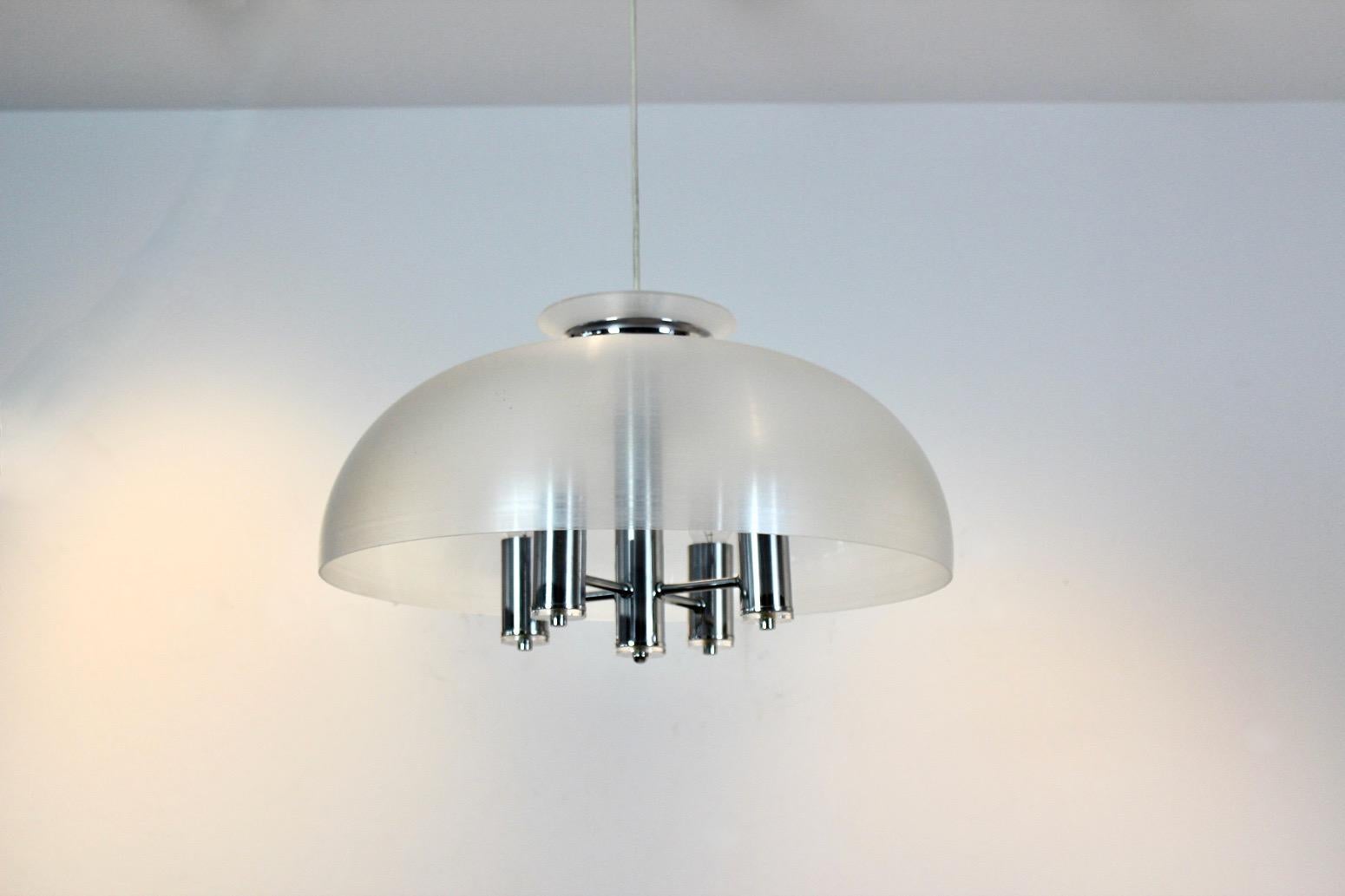 Doria Chrome and Lucite Dome Pendant, 2 Pieces Available For Sale 2