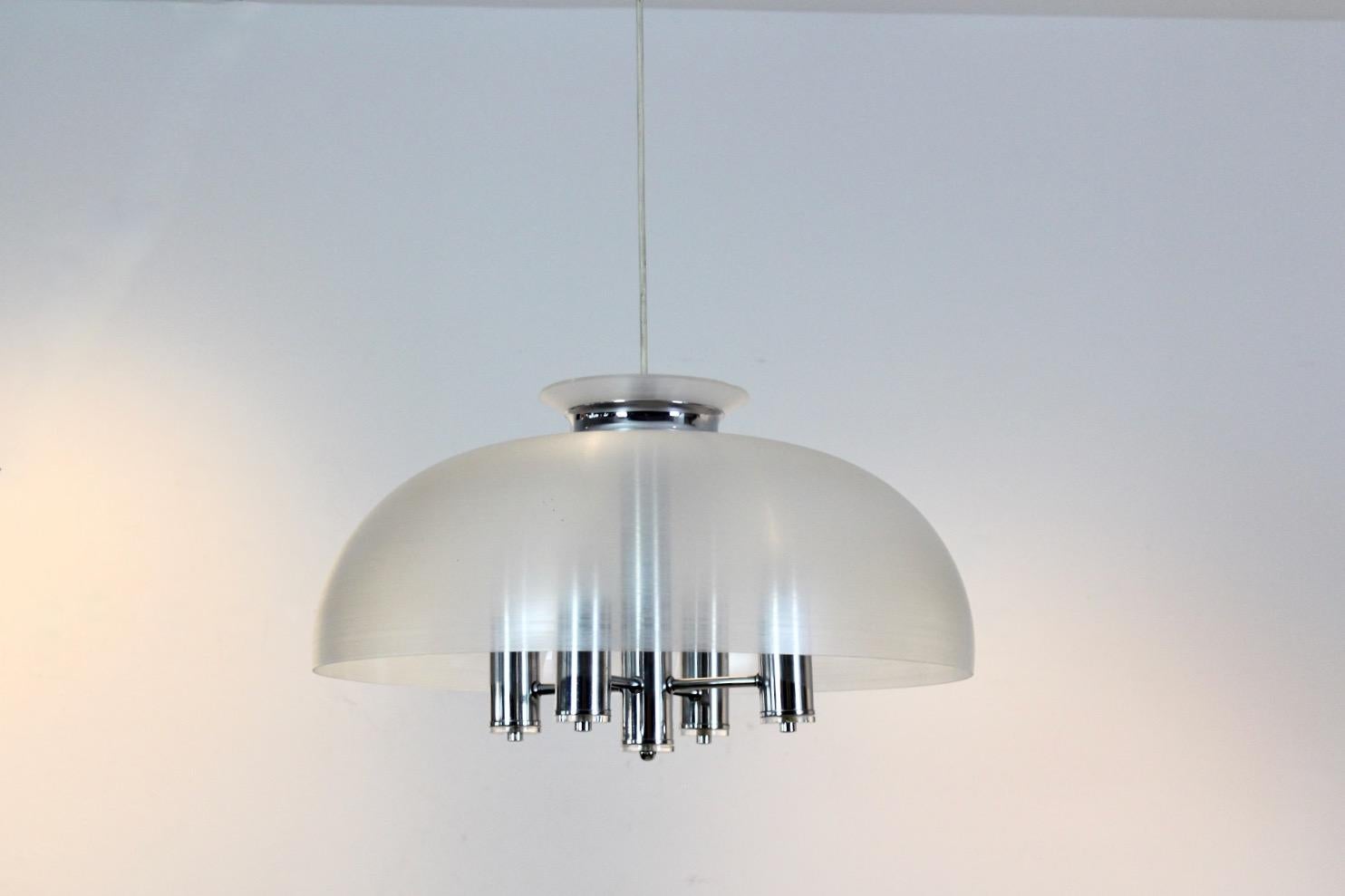 Doria Chrome and Lucite Dome Pendant, 2 Pieces Available For Sale 3