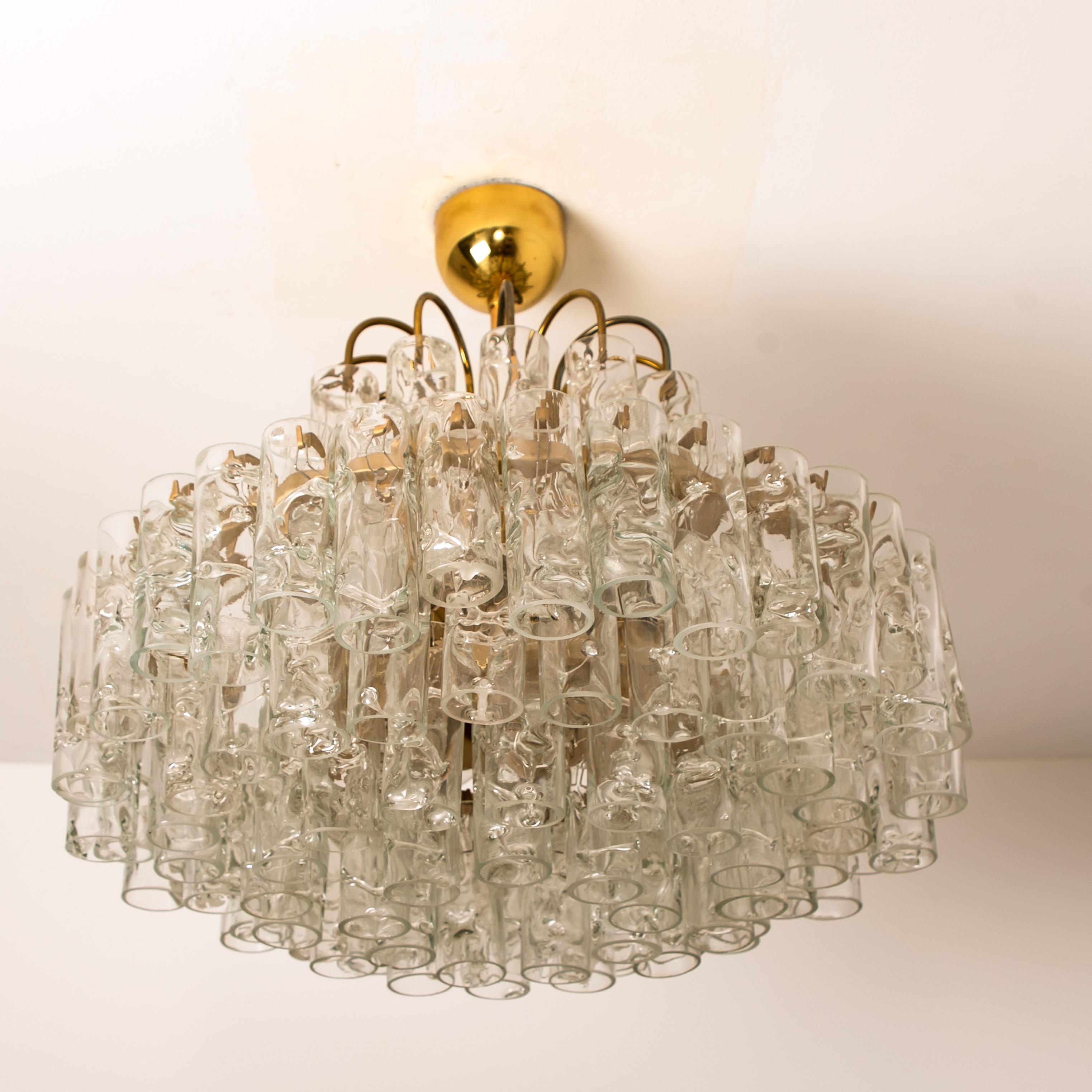 Doria Five-Tiers Blown Glass and Brass Chandelier, 1960 For Sale 2