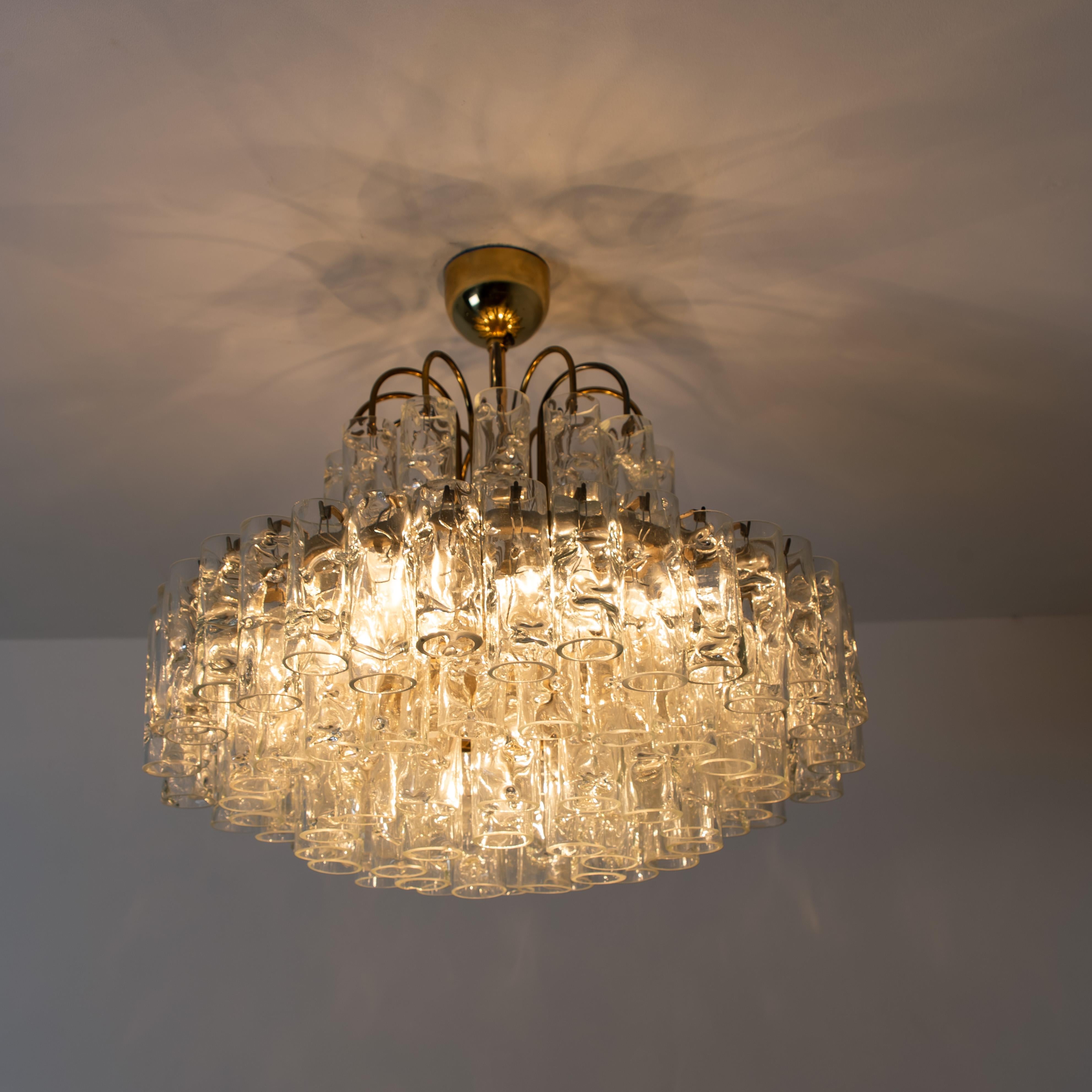 Doria Five-Tiers Blown Glass and Brass Chandelier, 1960 For Sale 6