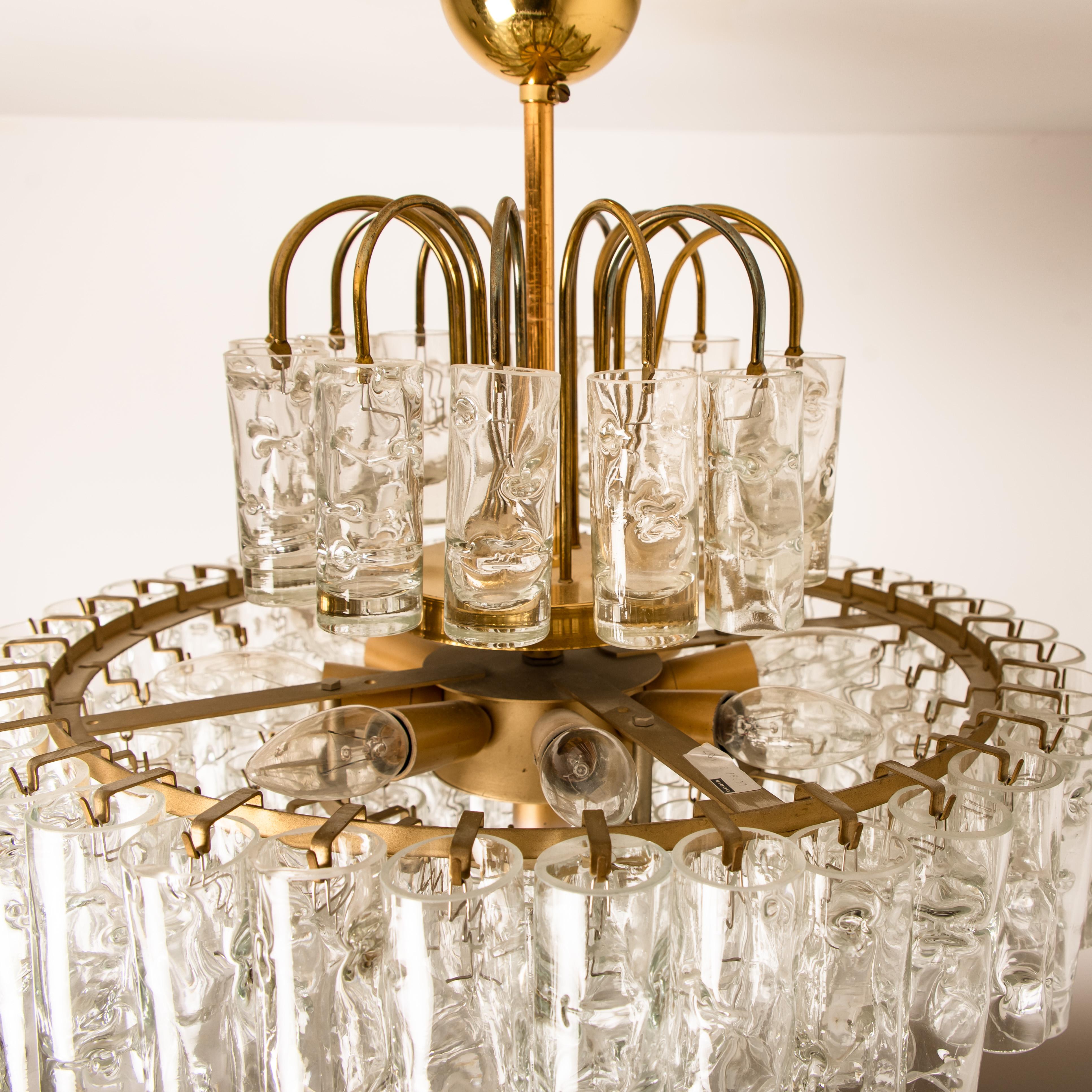 Doria Five-Tiers Blown Glass and Brass Chandelier, 1960 For Sale 8