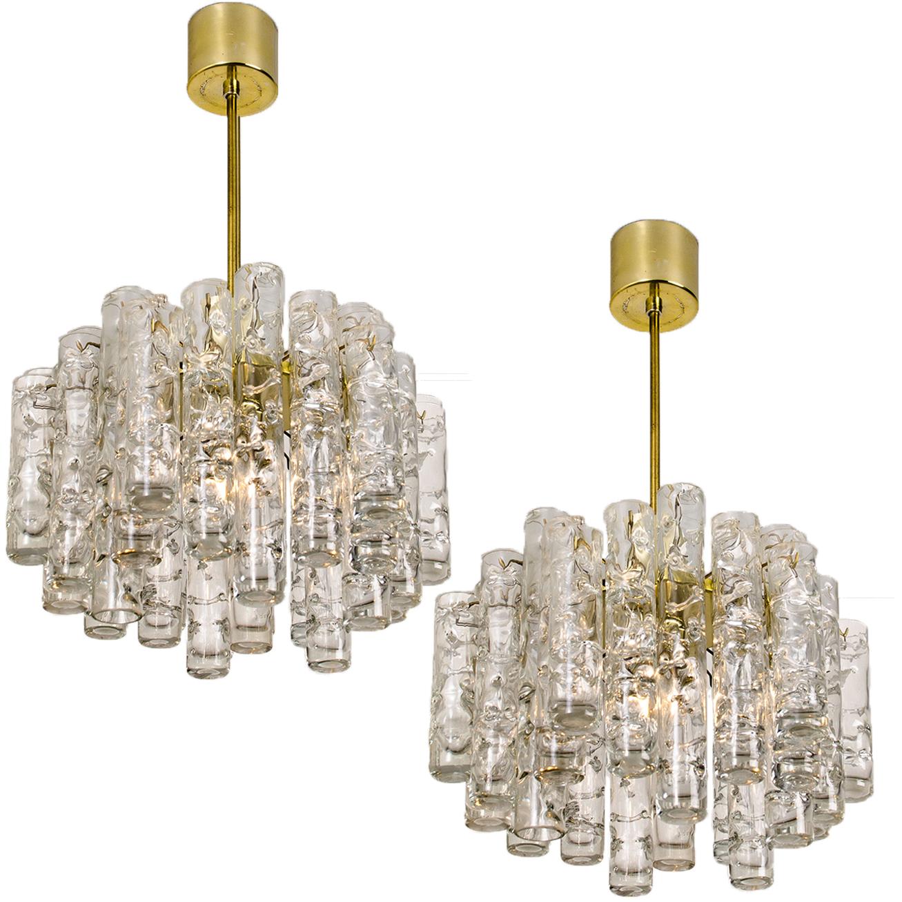 Doria Five-Tiers Blown Glass and Brass Chandelier, 1960 For Sale 11