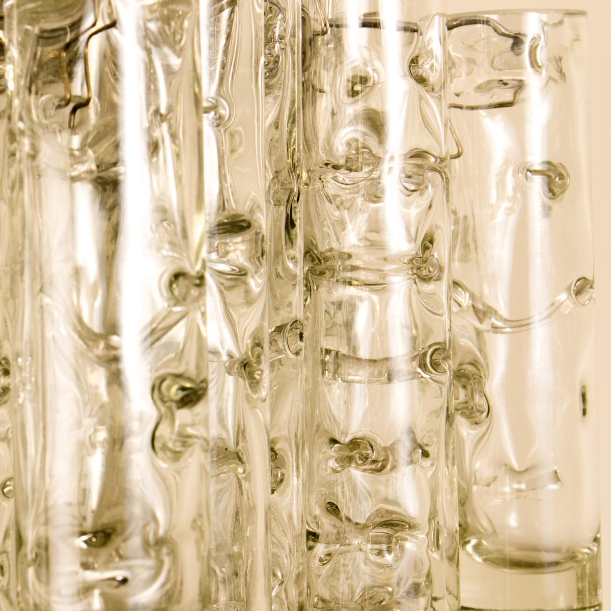 Fünfstöckiger Kronleuchter aus mundgeblasenem Glas und Messing von Doria, 1960 (Mitte des 20. Jahrhunderts) im Angebot