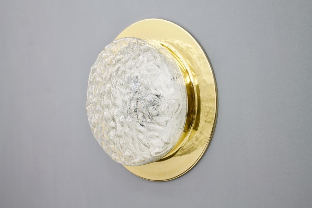 Doria Flush Mount or Wall Light in Brass and Glass, Germany, 1970s In Good Condition For Sale In Frankfurt / Dreieich, DE