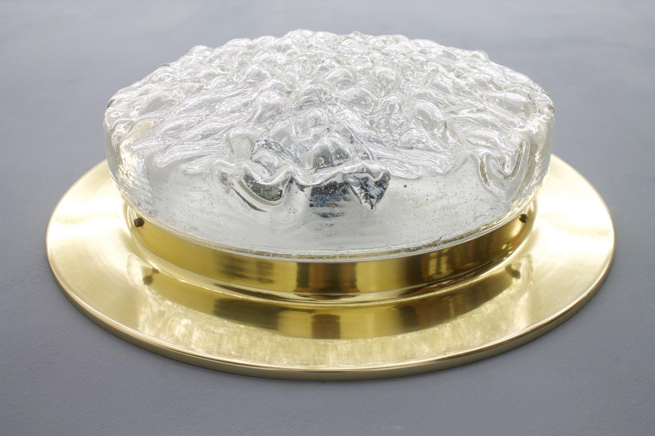 Late 20th Century Doria Flush Mount or Wall Light in Brass and Glass, Germany, 1970s For Sale