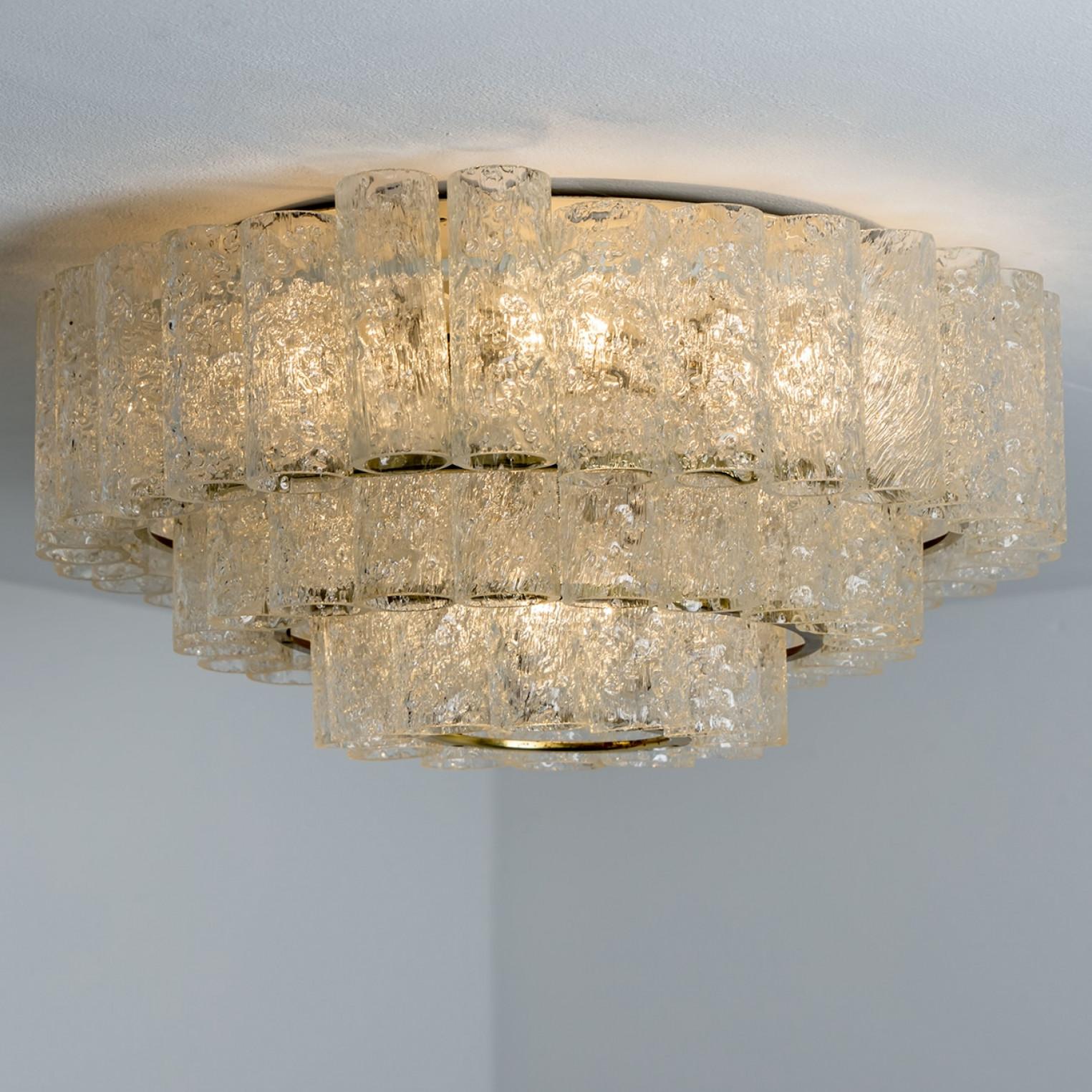 Doria glass and brass chandelier, Germany 1960s For Sale 3