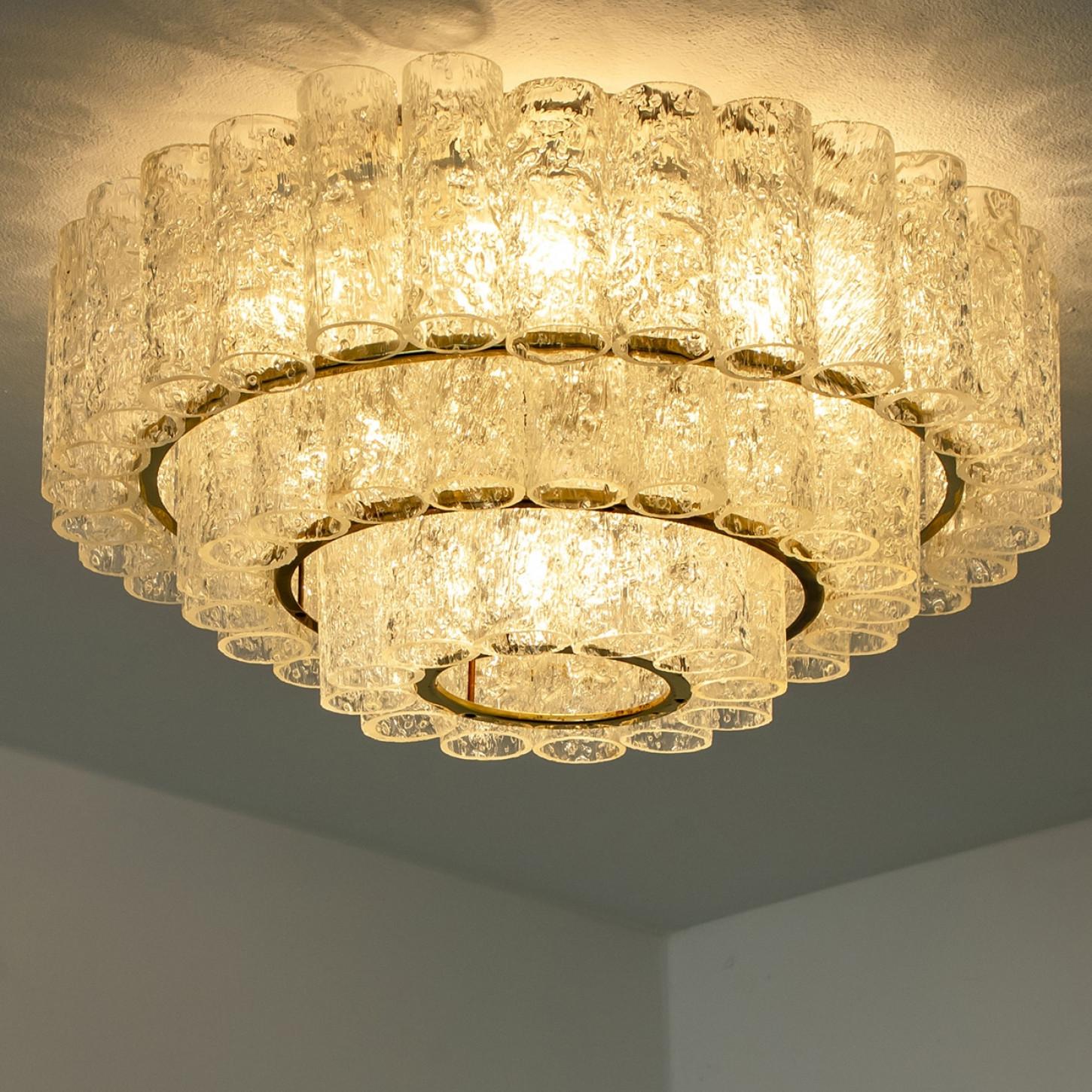 Doria glass and brass chandelier, Germany 1960s For Sale 4