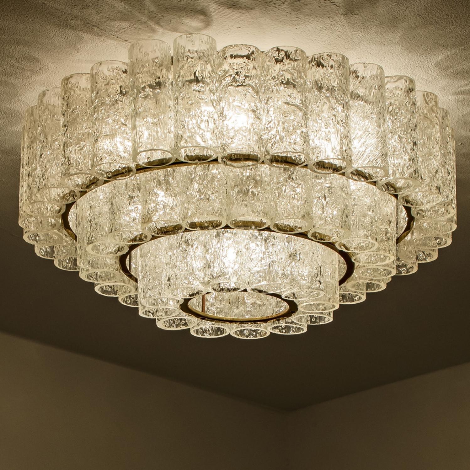 Doria glass and brass chandelier, Germany 1960s For Sale 5