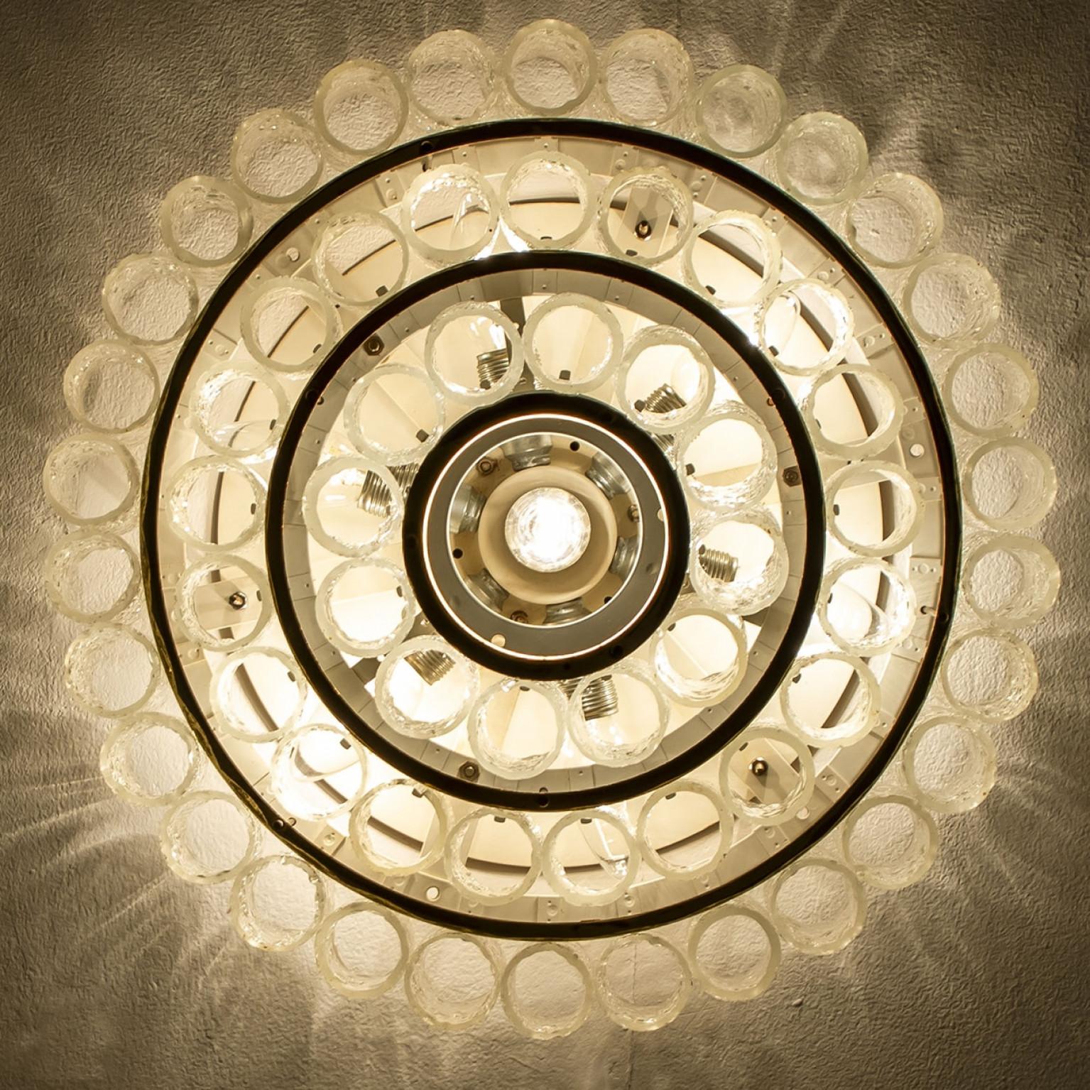 Doria glass and brass chandelier, Germany 1960s For Sale 6