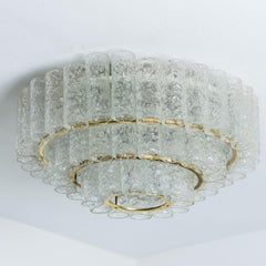 Doria glass and brass chandelier, Germany 1960s