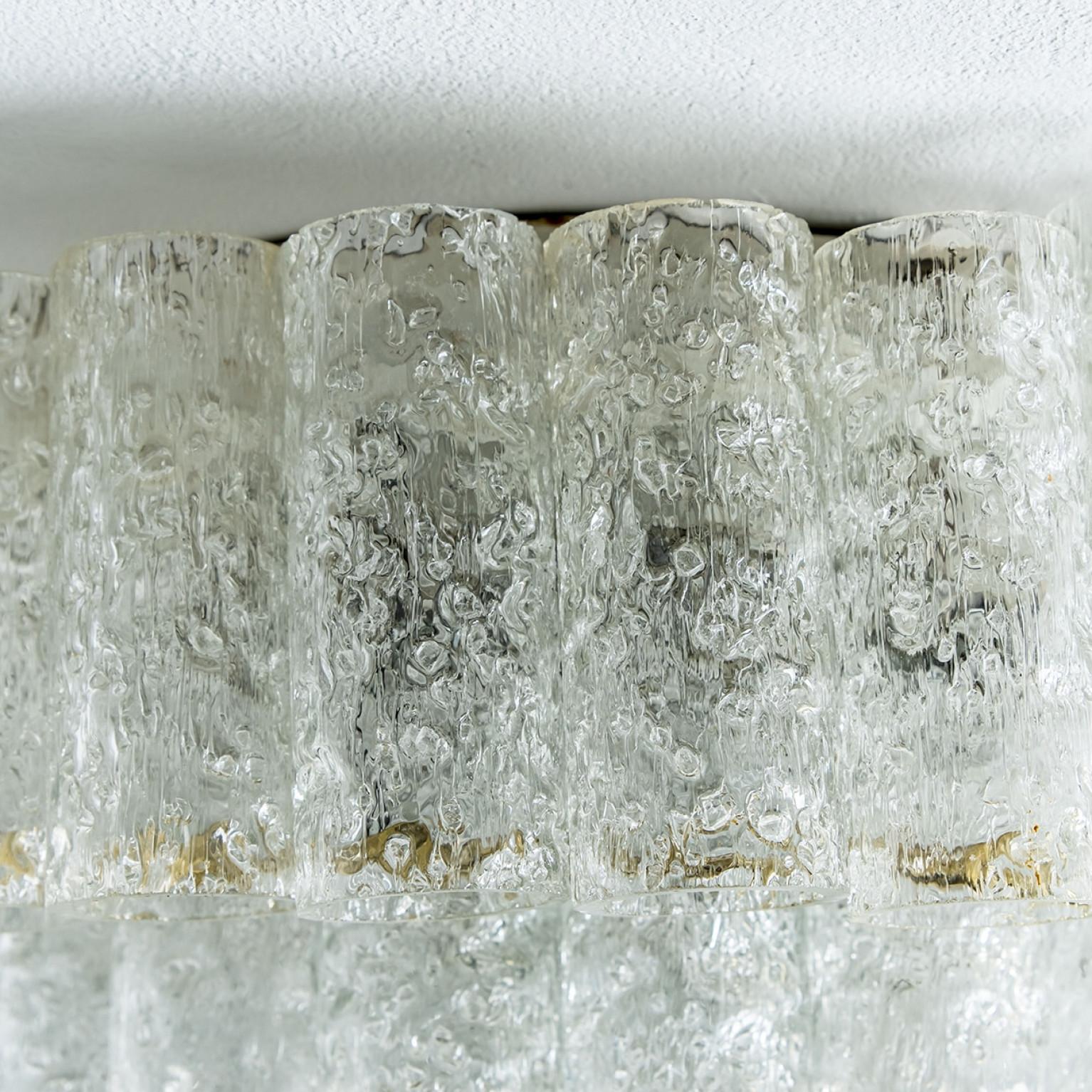 Mid-20th Century Doria glass and brass chandelier, Germany 1960s For Sale