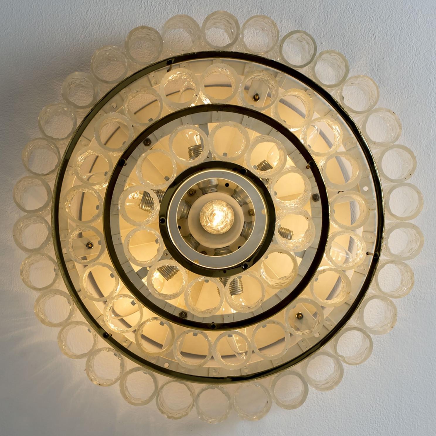 Doria glass and brass chandelier, Germany 1960s For Sale 1
