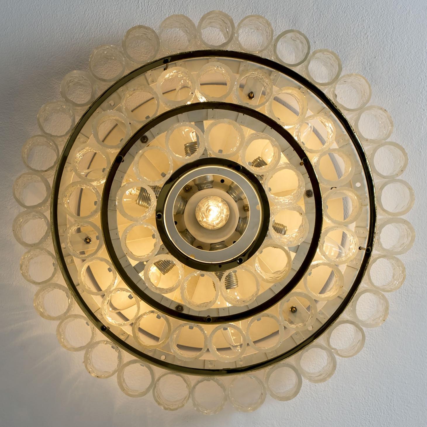 Ottone Lampadario Doria in vetro e ottone, Germania 1960 in vendita