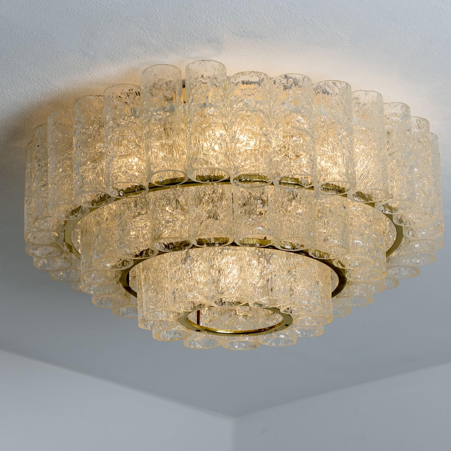 Doria glass and brass chandelier, Germany 1960s For Sale 2
