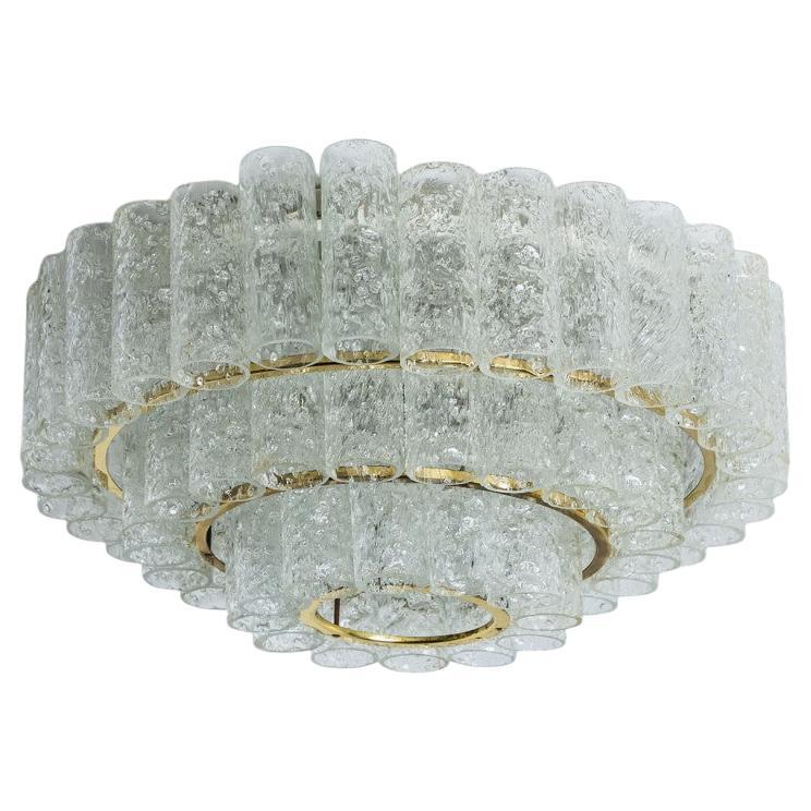 Lampadario Doria in vetro e ottone, Germania 1960 in vendita