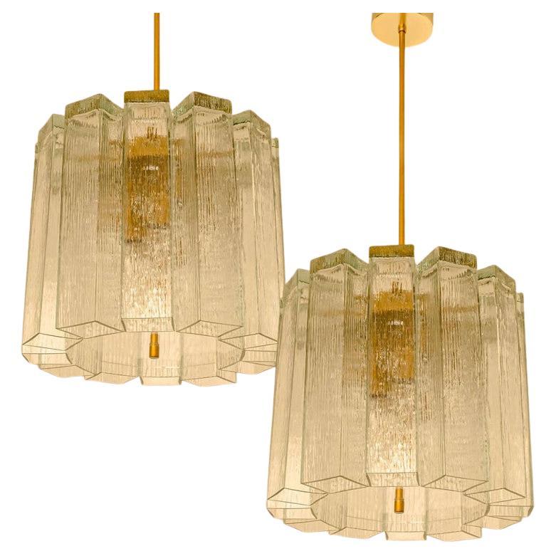 Doria Glass and Brass Pendant, Germany 1960s