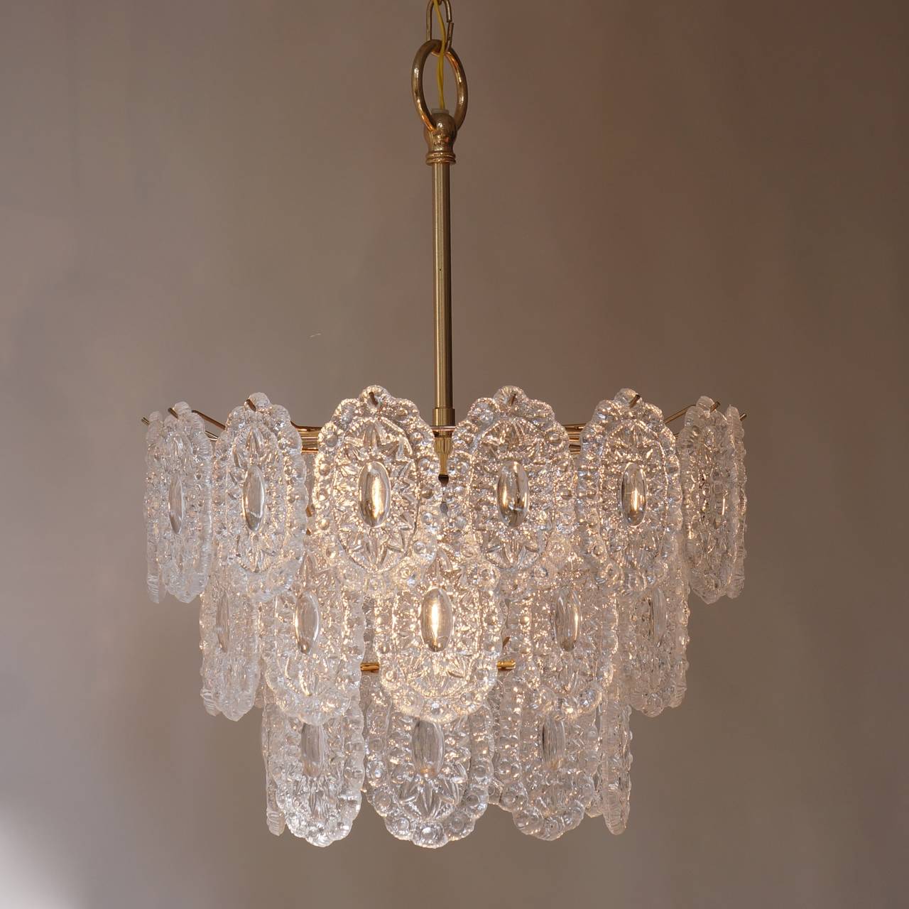 German Two Doria Glass Chandeliers