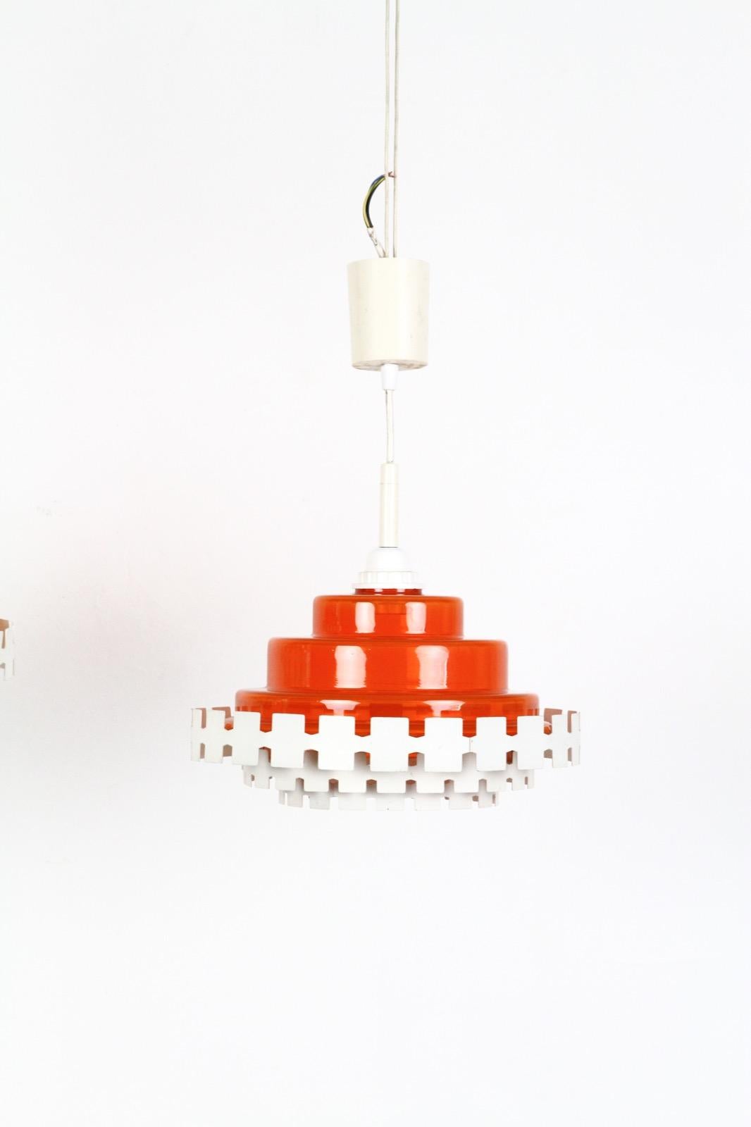 Doria Glass Pendants with Metal Shades, 1970s For Sale 13