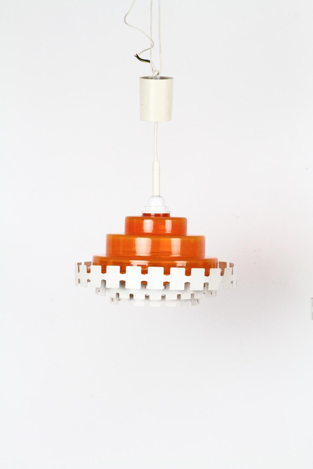 Doria Glass Pendants with Metal Shades, 1970s For Sale 14